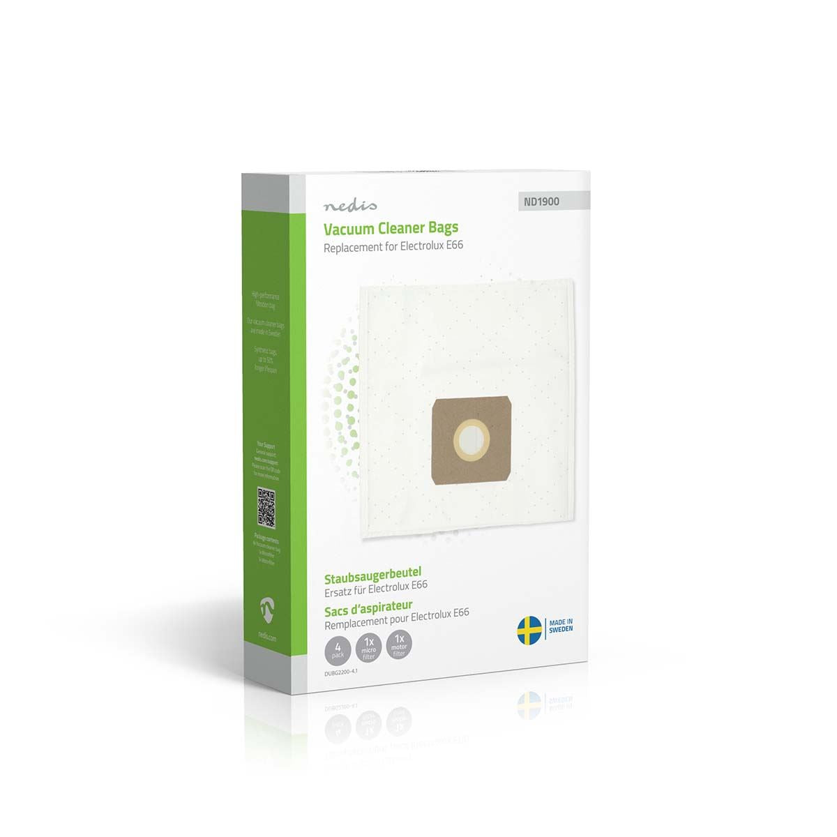 Nedis Vacuum Cleaner Bag | 4 pcs | Synthetic | Replacement for Electrolux E66