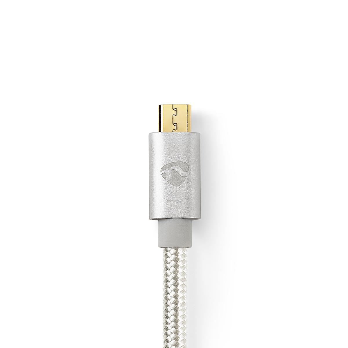 Nedis USB Cable | USB 2.0 | USB-C™ Male | USB Micro-B Male | 10 W | 480 Mbps | Gold Plated | 2.00 m | Round | Braided / Nylon | Aluminium | Cover Window Box
