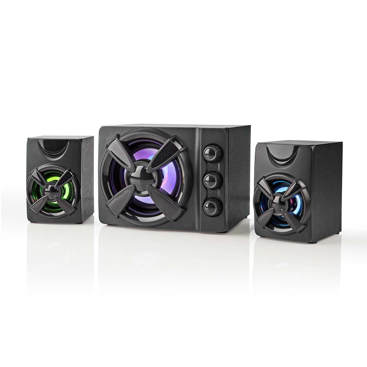 Nedis Gaming Speaker | Speaker channels: 2.1 | USB Powered | 3.5 mm Male | 33 W | LED | Volume control