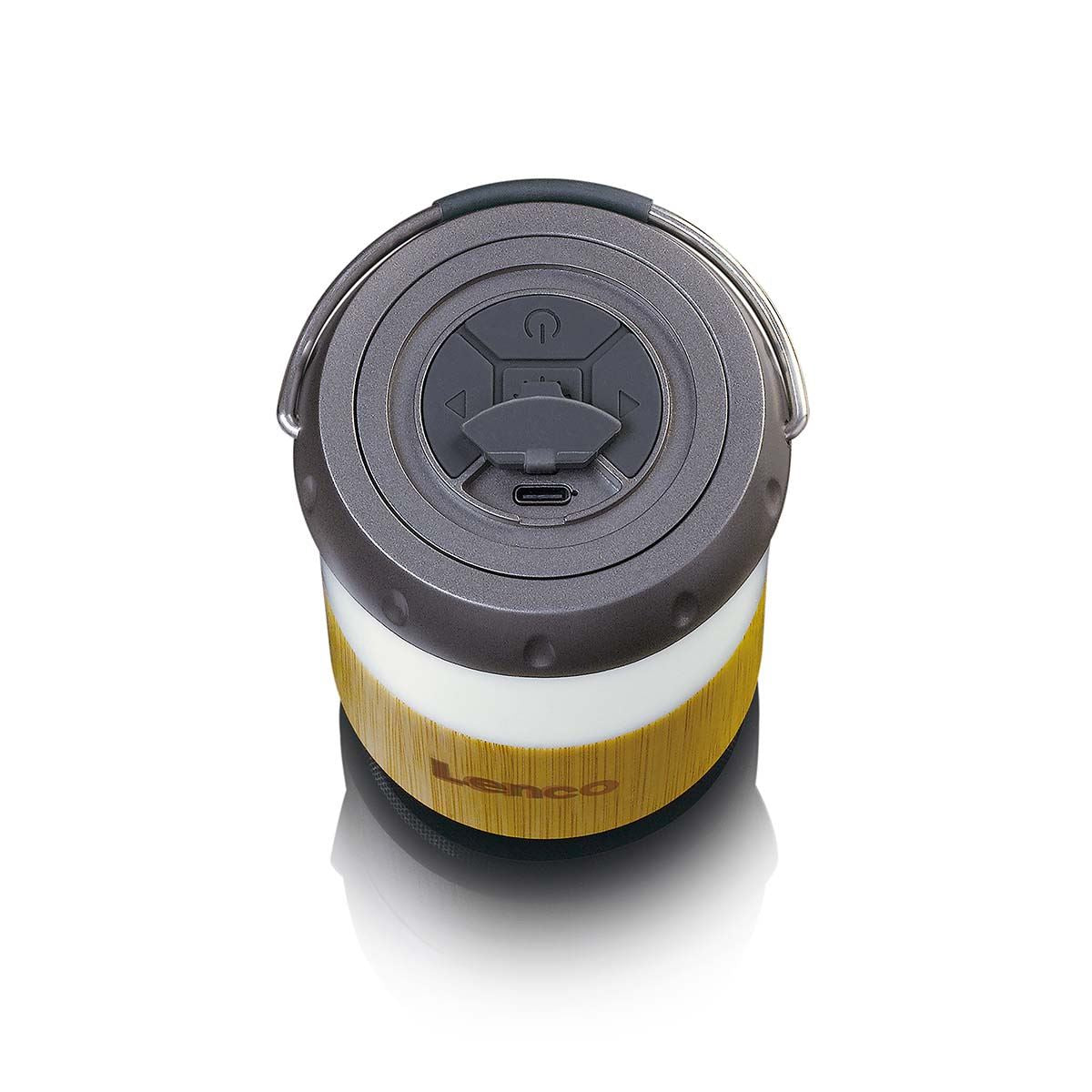 Lenco IPX4 Patio Table Lantern with Built-in Bluetooth® Speaker | Bamboo