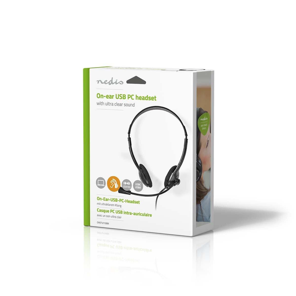 Nedis PC Headset | On-Ear | Stereo | USB Type-A / USB Type-C™ | Fold-Away Microphone | Black