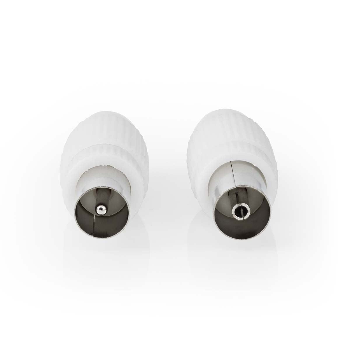 Nedis IEC (Coax) Connector | Straight | Female / Male | Nickel Plated | 75 Ohm | Screw | Cable input diameter: 7.0 mm | Metal / PVC | White | 2 pcs | Box