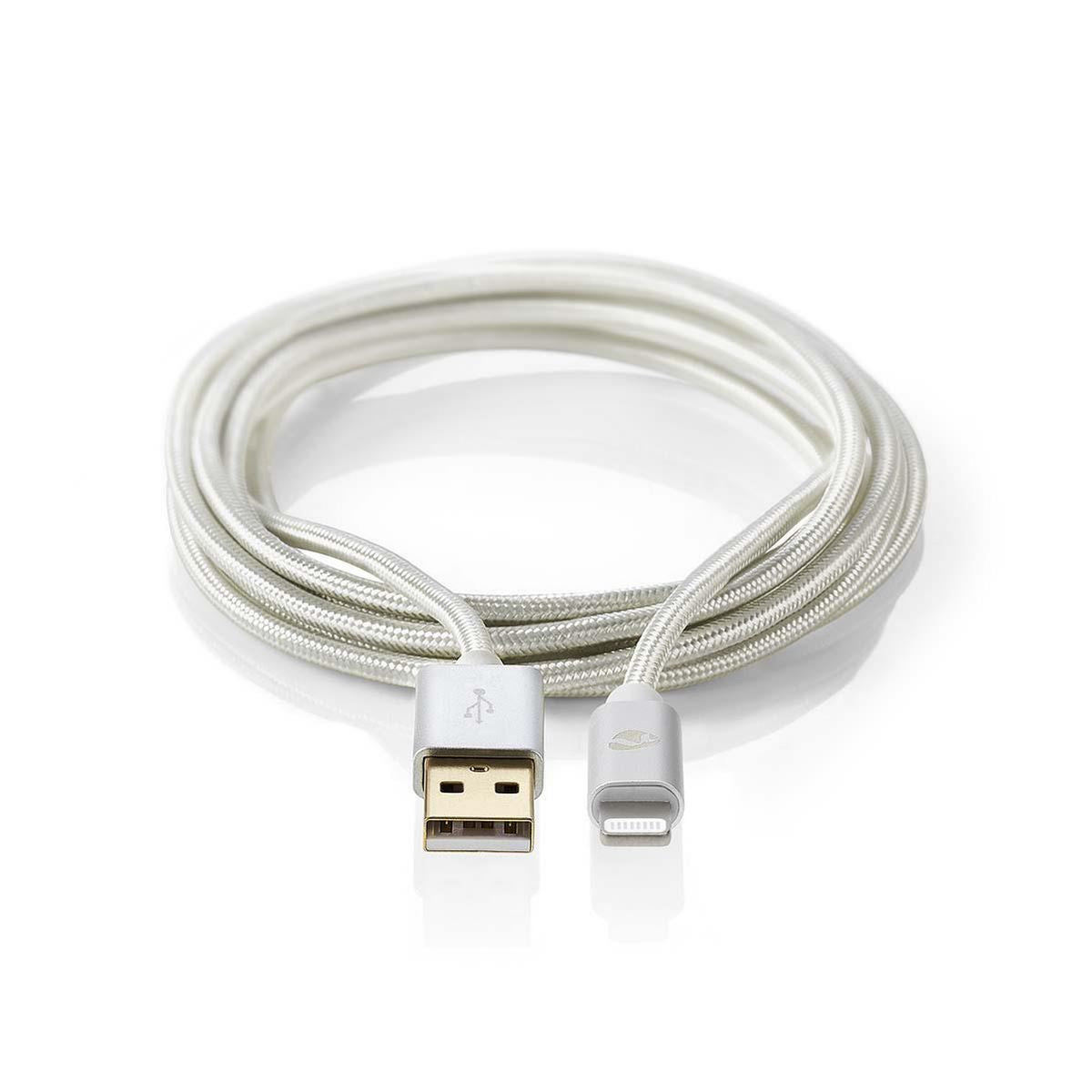 Nedis Lightning Cable | USB 2.0 | Apple Lightning 8-Pin | USB-A Male | 480 Mbps | Gold Plated | 2.00 m | Round | Braided / Nylon | Aluminium | Cover Window Box