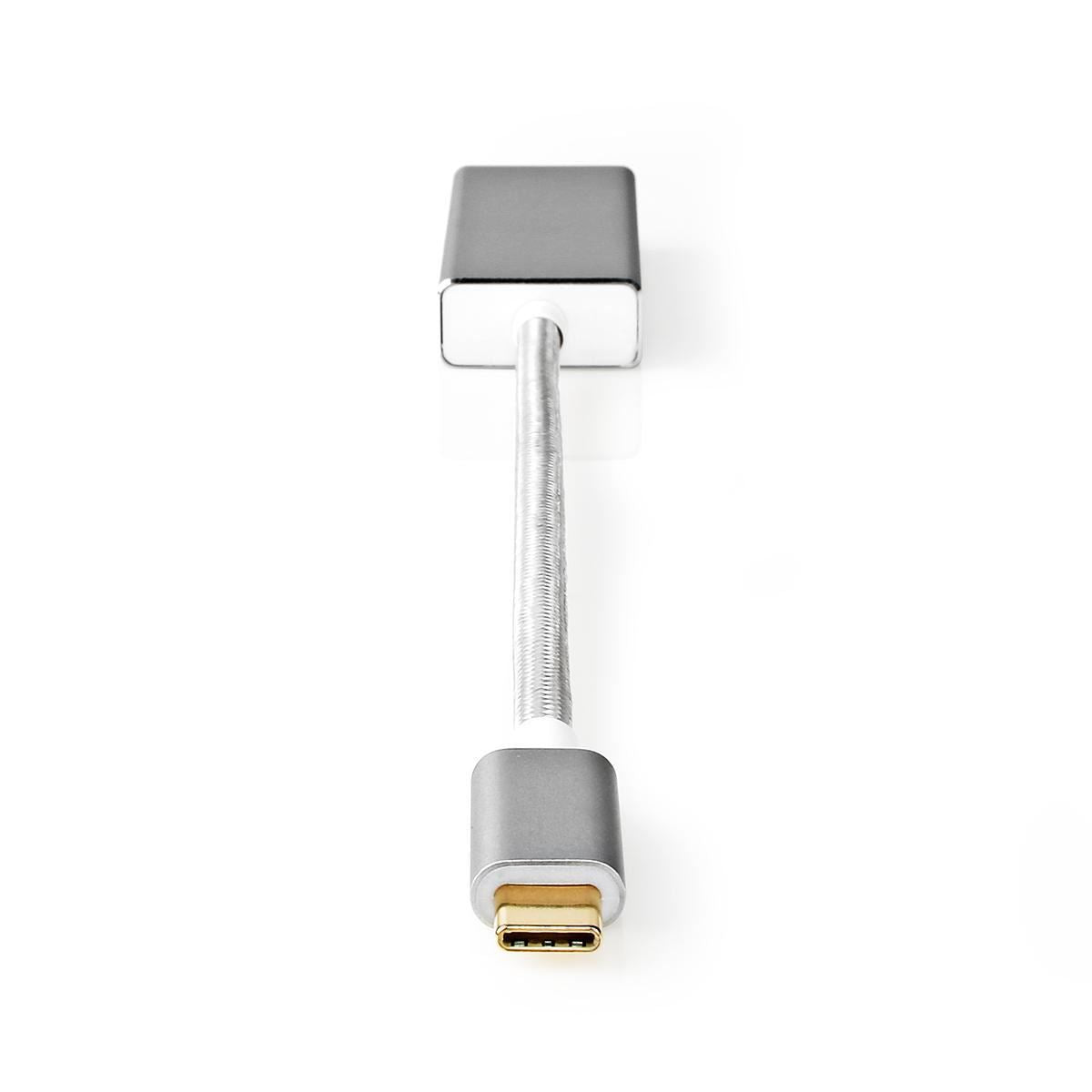 Nedis USB-C™ Adapter | USB 3.2 Gen 1 | USB-C™ Male | DisplayPort Female | 0.20 m | Round | Gold Plated | Braided / Nylon | Silver | Cover Window Box