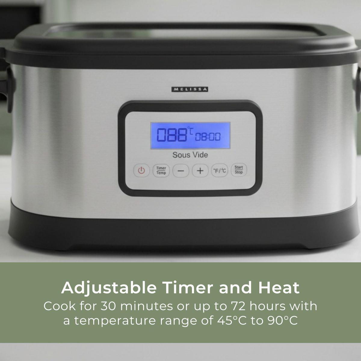 MELISSA Le-France Sous Vide 6L 520W, "French Under Vacuum Cooking" Cooker with LCD Timer, Healthier Juicery and Flavoursome, Stainless Steel / Black