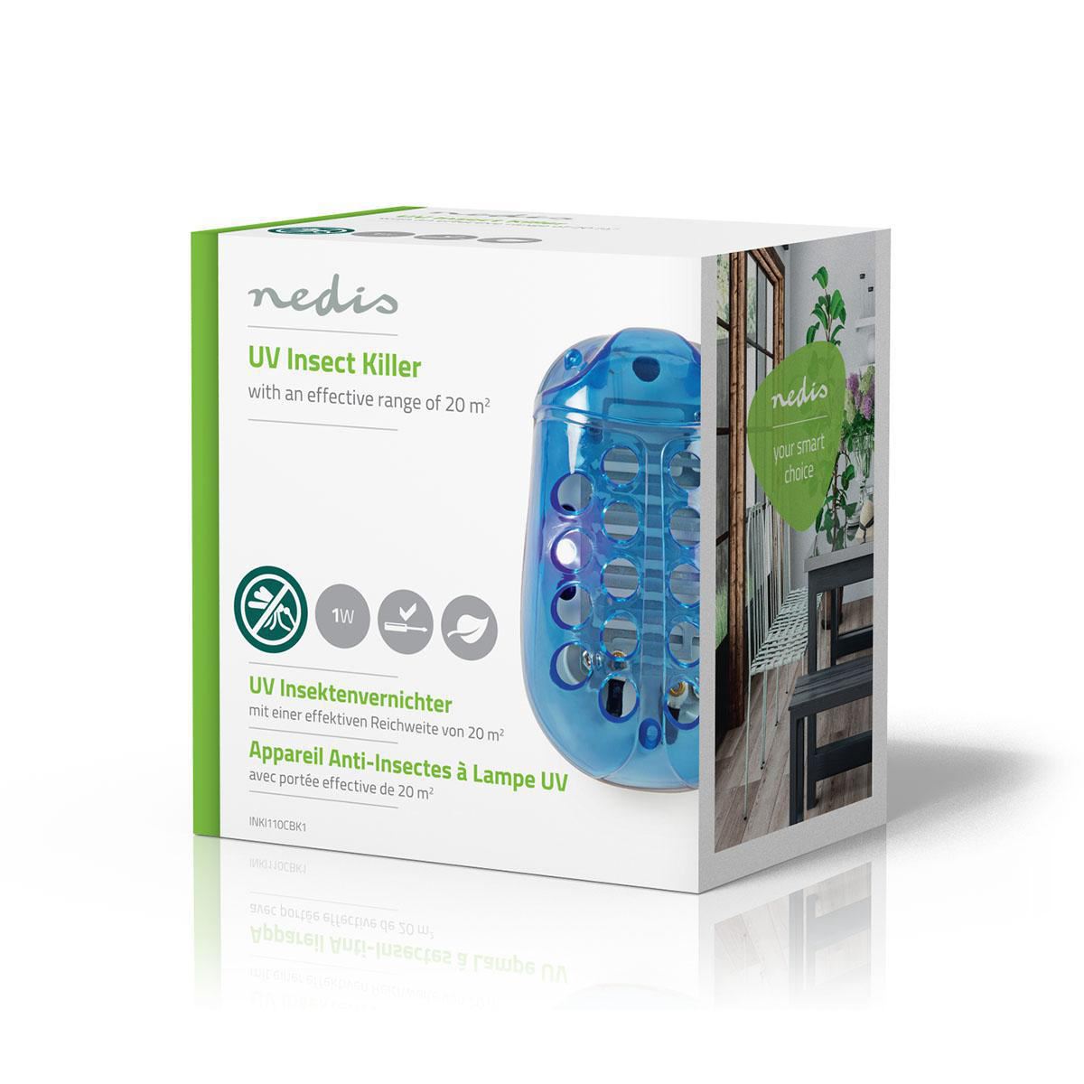 Nedis Insect Stop UV Light Trap Zapper Killer | 1 W | Effective range: 20 m² | Blue / White