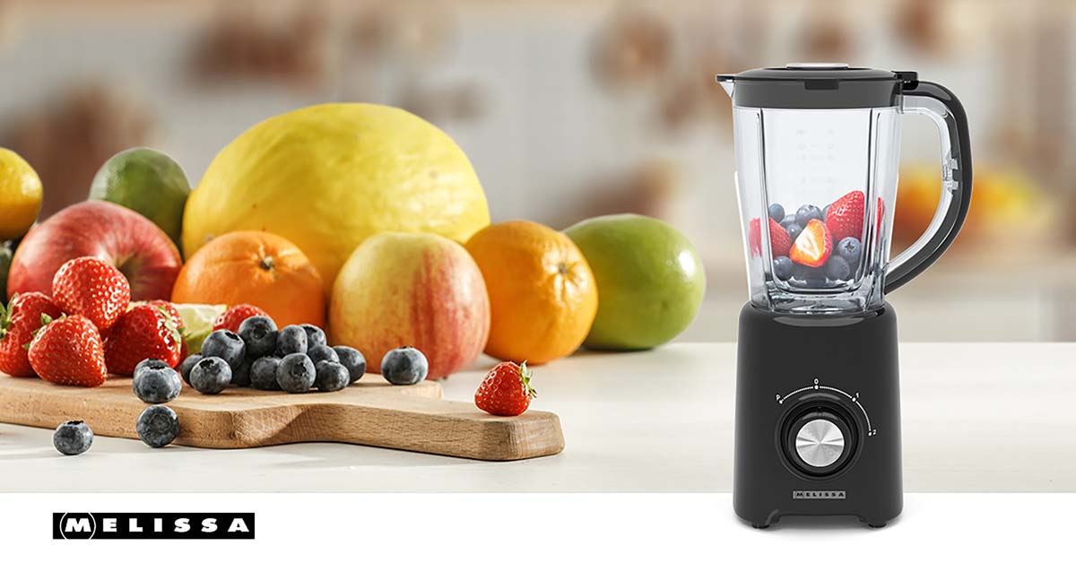 MELISSA Table Top Blender, 800W, with 1.5L Plastic Jug, 2 Speed Settings and Pulse Function, Ideal for Fruit Juice, Vegetables, Soup, Smoothies, Protein Shakes and more - Black
