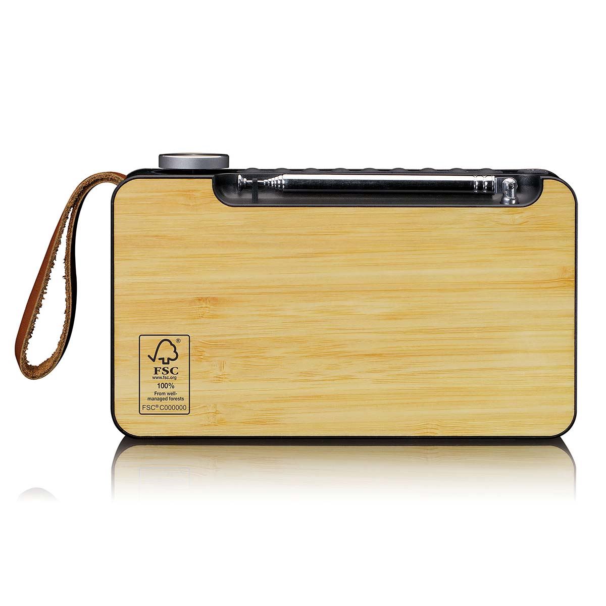 Lenco Portable DAB+ FM Radio with Bluetooth® Speaker | Bamboo & Black