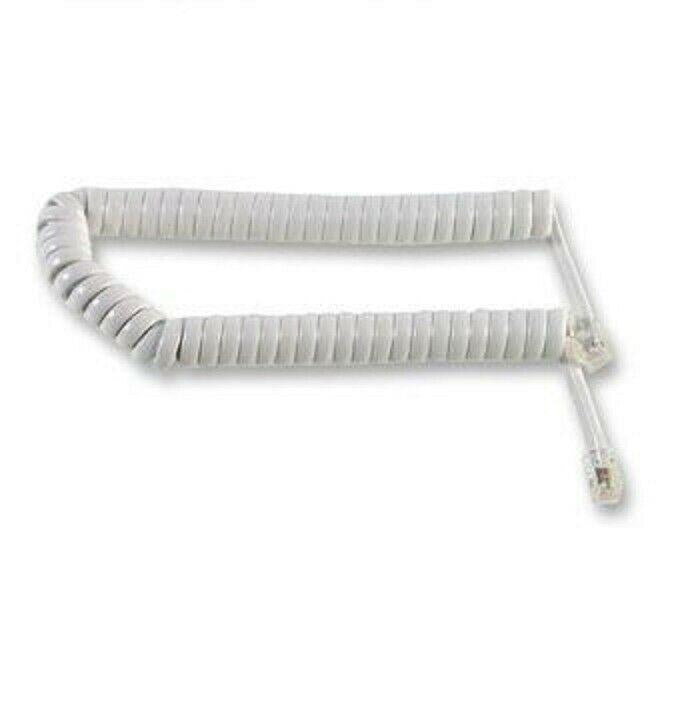 Ex-Pro 6m Coiled Telephone Handset Cord RJ10 - Long Cable - White