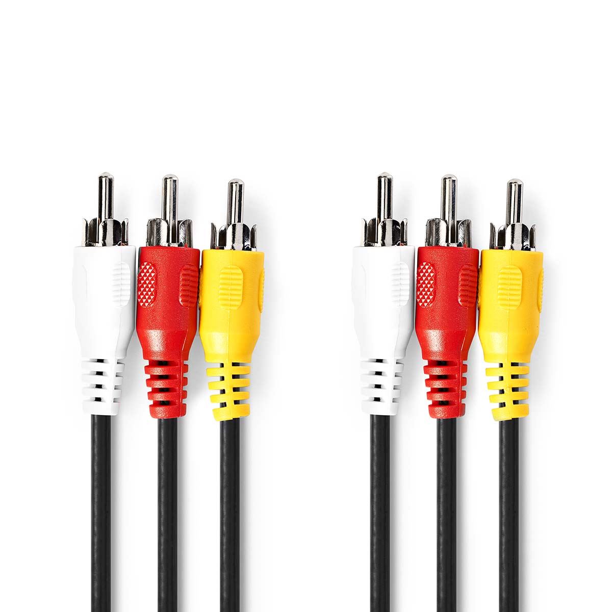 Nedis Composite Video Cable | 3x RCA Male | 3x RCA Male | Nickel Plated | 480p | 10.0 m | Round | PVC | Black | Envelope