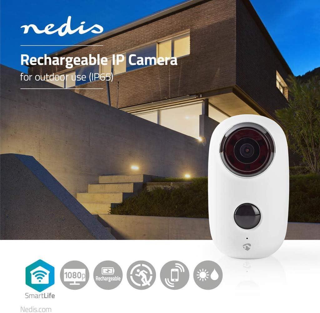 Nedis Smartlife Rechargeable IP Camera with mount | IP65 | Outdoor | PIR Motion Sensor | White
