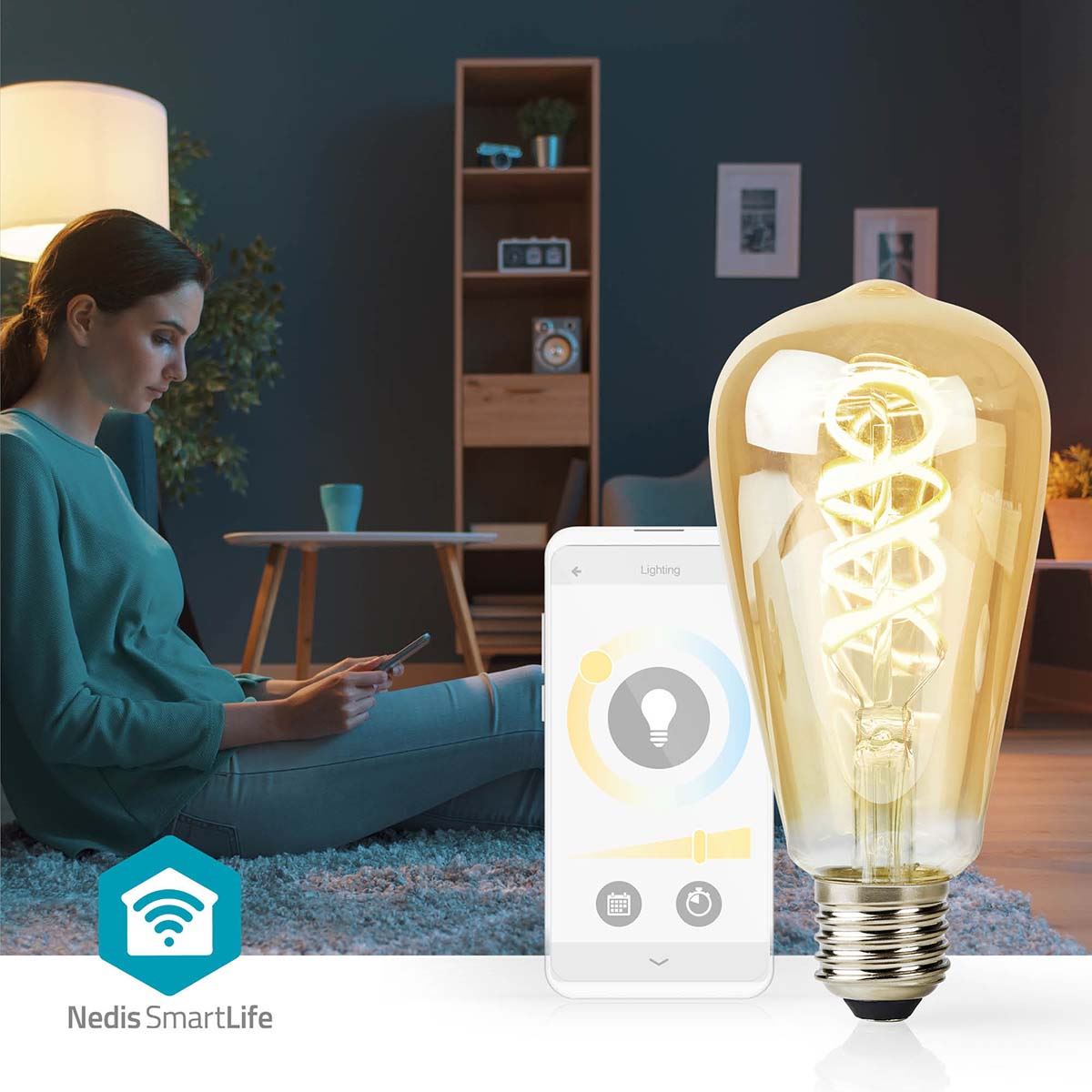 Nedis SmartLife LED Filament Bulb | E27 | 360 lm | 4.9 W | Warm to Cool White | 1800 - 6500 K | Glass | Android™ / IOS | ST64 | 1 pcs