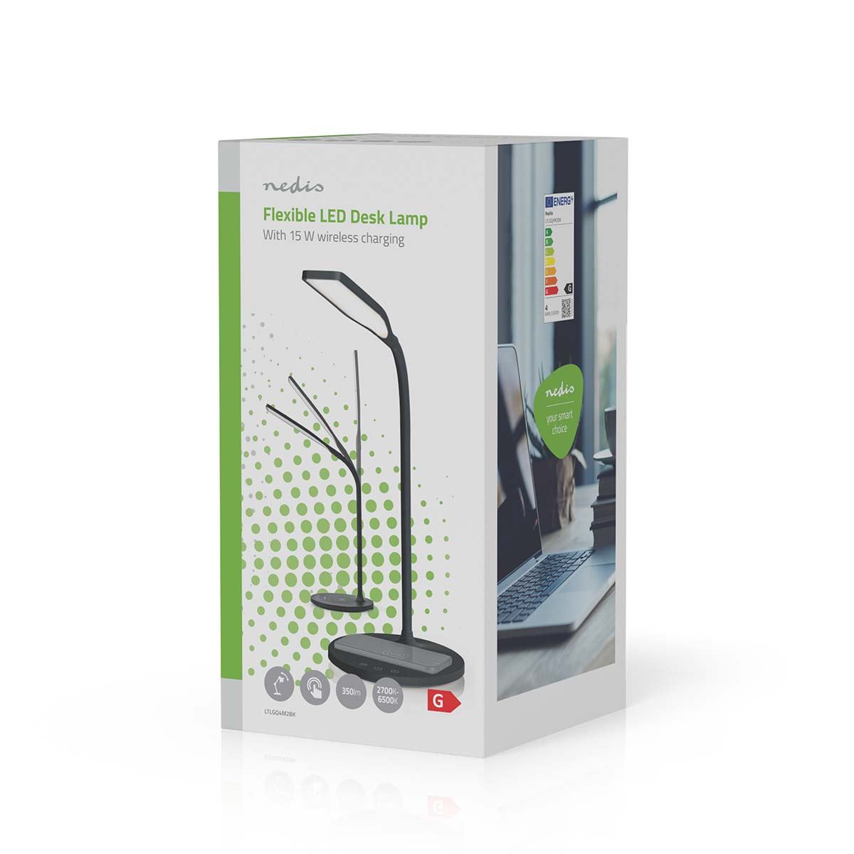 LED Desk Lamp with Fast Wireless Charger for Qi-Enabled Device, Table Lamp with 3 Colour Temperatures, Brightness Levels, Adjustable Gooseneck, 40 Minute Timer - Black