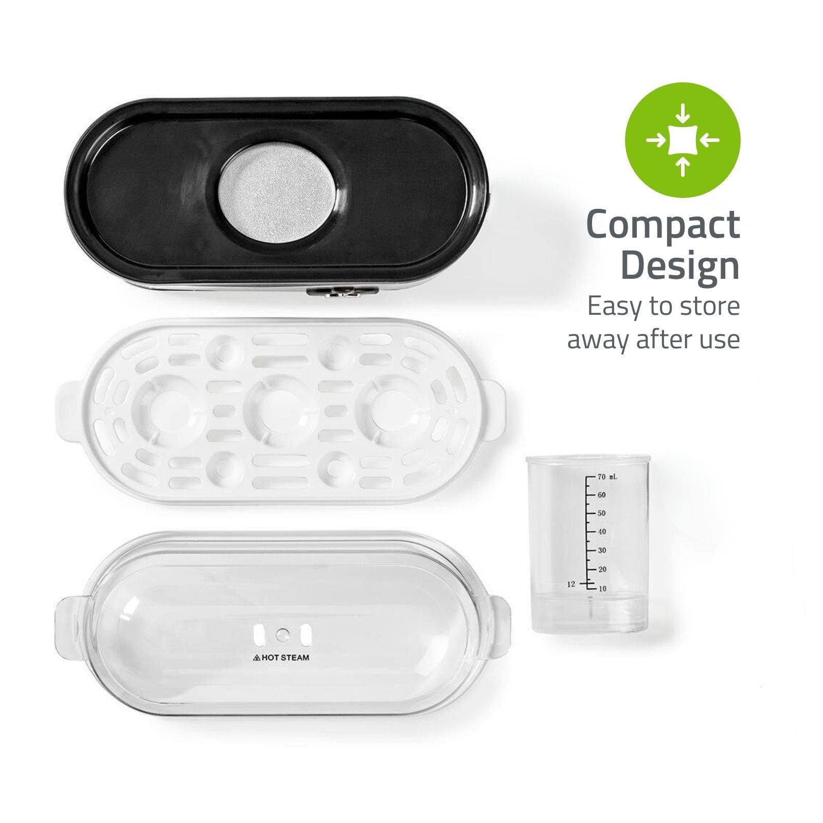 Nedis Compact Electric Egg Cooker Boiler, 210W with Loud Buzzer, for up to 3 Eggs