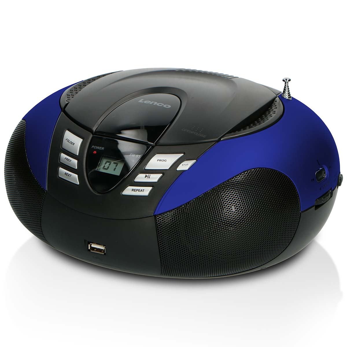 Lenco Portable FM Radio CD and USB player Blue