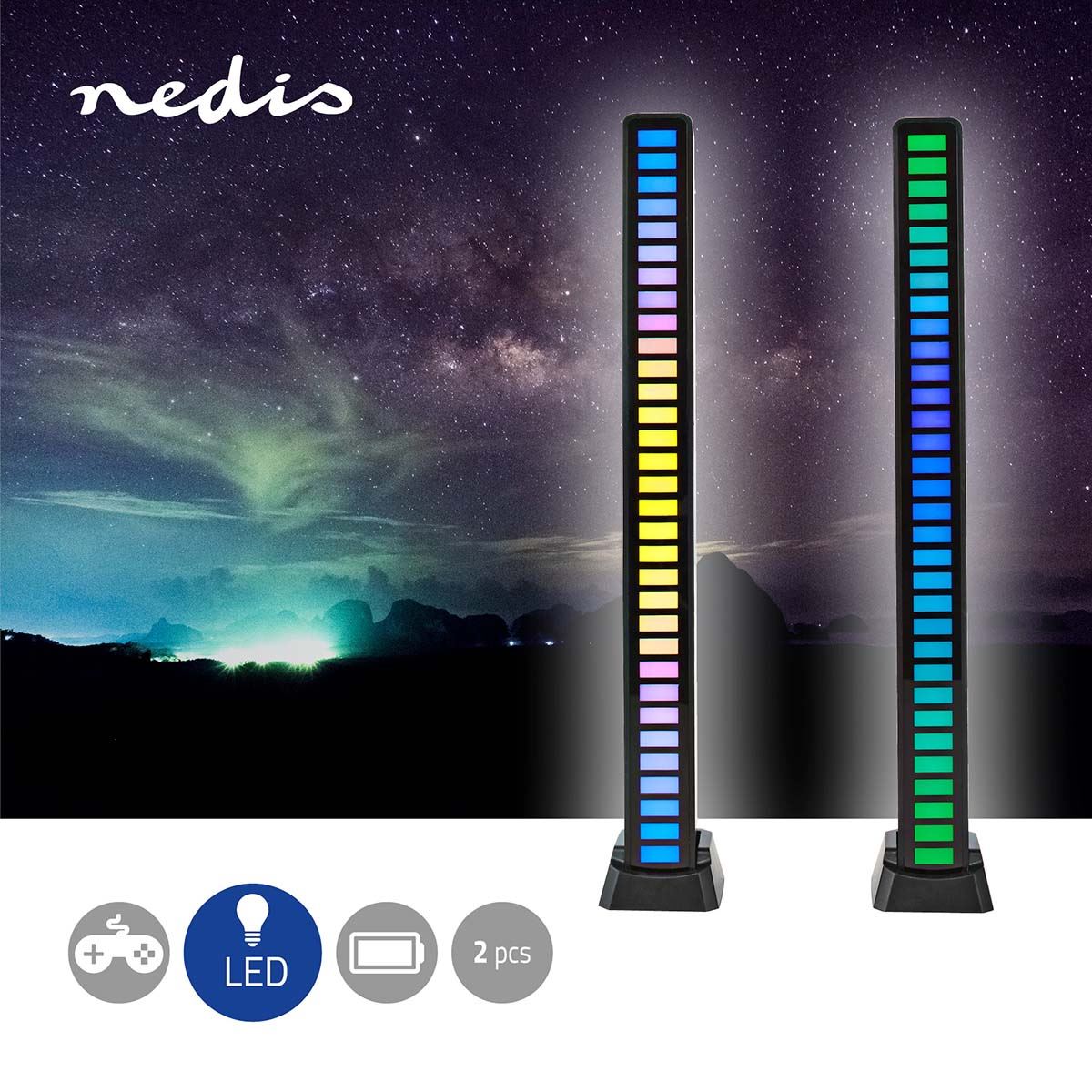 Nedis Gaming Light | RGB | Battery Powered | Used for: Desktop / Notebook | Black