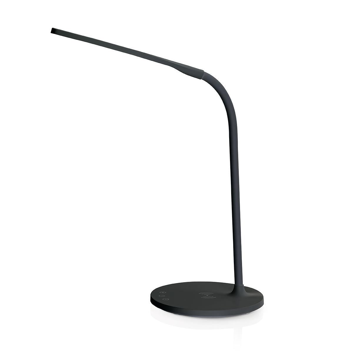 Nedis LED Desk Lamp with Fast Wireless Charger for Qi-Enabled Device, Table Lamp with 3 Colour Temperatures, Brightness Levels, Adjustable Gooseneck, 40 Minute Timer - Black