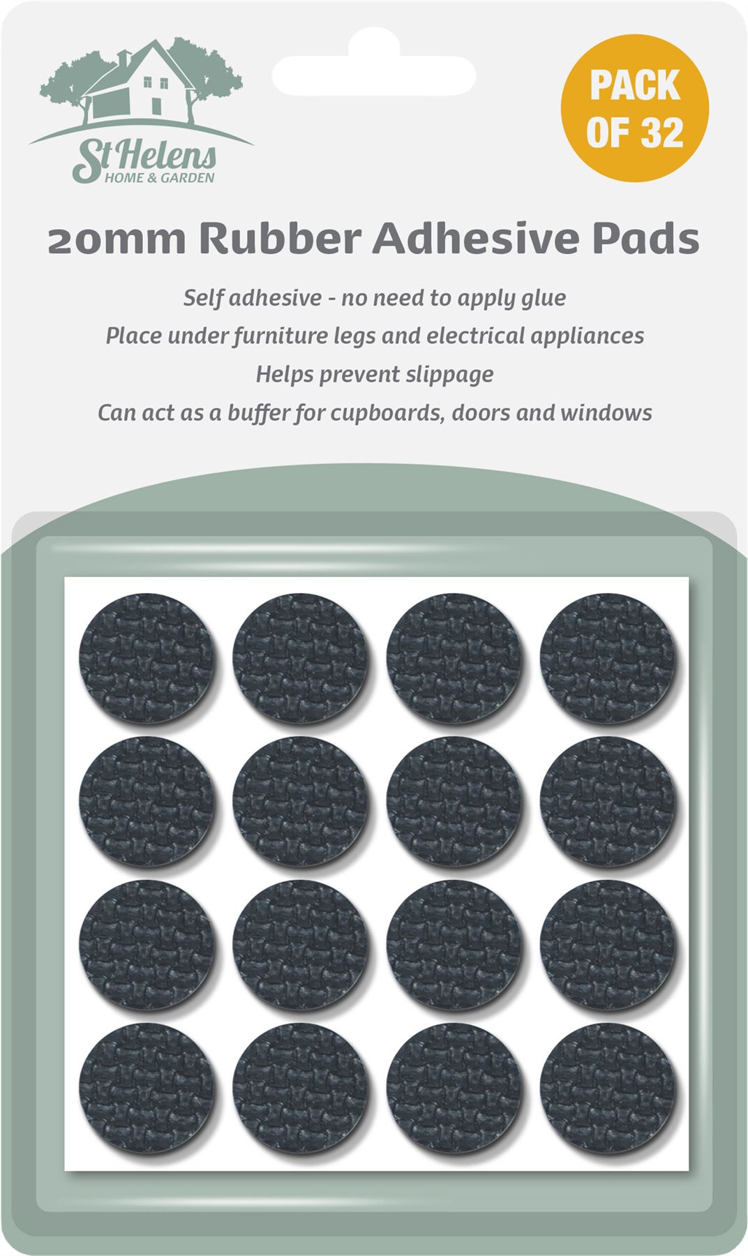 20mm Self Adhesive Rubber Anti Vibration Hiifi Speaker / Scratch Pads Round 32 Pack