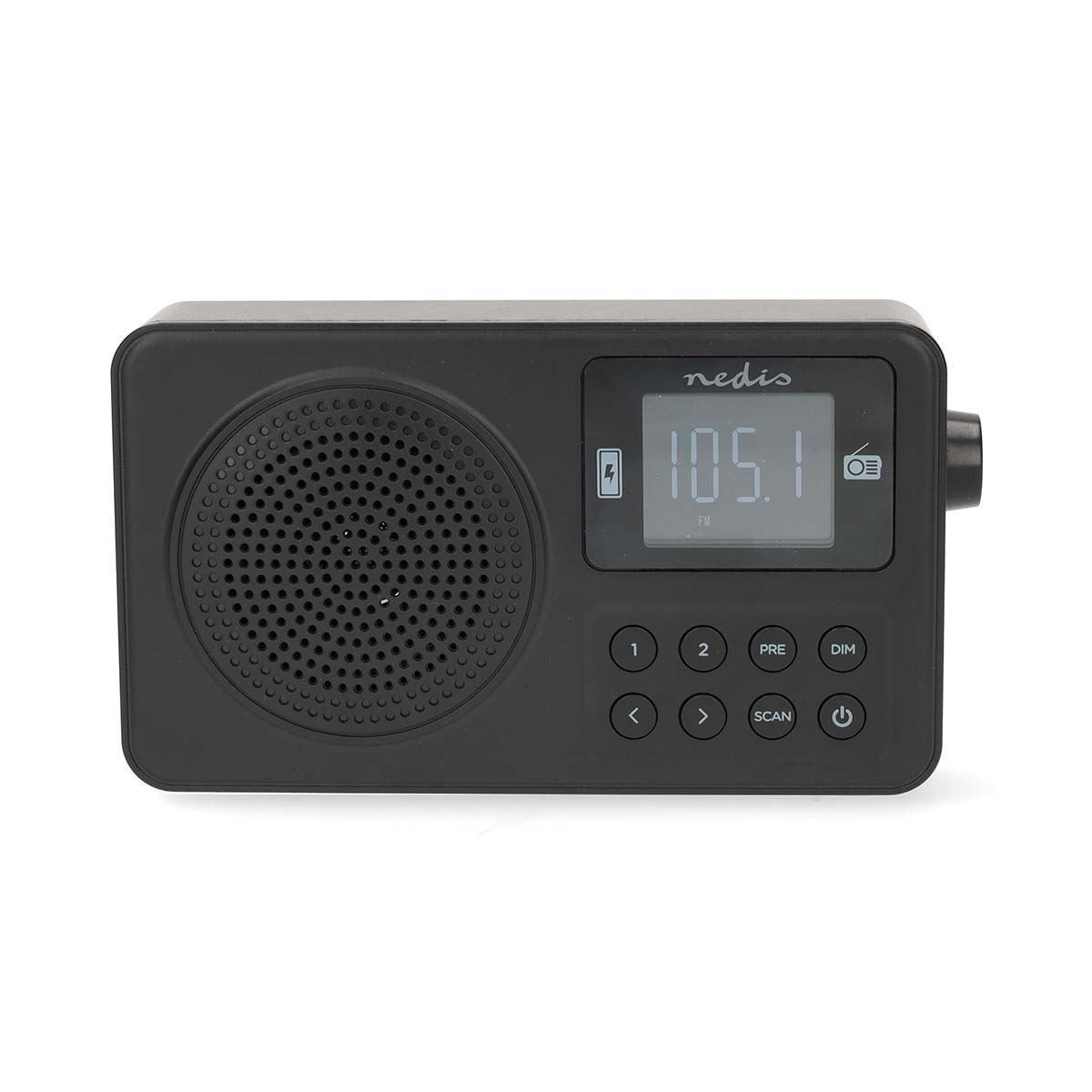 Nedis FM Radio | Portable Design | FM | Accu Powered / USB Powered | Digital | 2 W | Screen size: 1.77 " | Black White Screen | Bluetooth® | Headphone output | Alarm clock | Black
