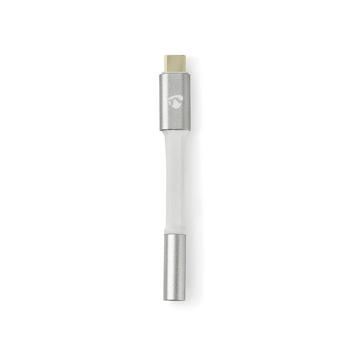 Nedis USB-C™ Adapter | USB 2.0 | USB-C™ Male | 3.5 mm Female | 0.08 m | Round | Gold Plated | Braided / Nylon | Silver / White | Cover Window Box