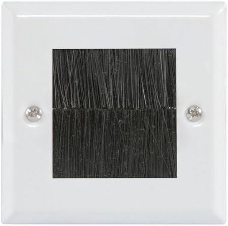 White Enamel Single Gang Brush Wallplate / Wall Plate for Tidy Cables