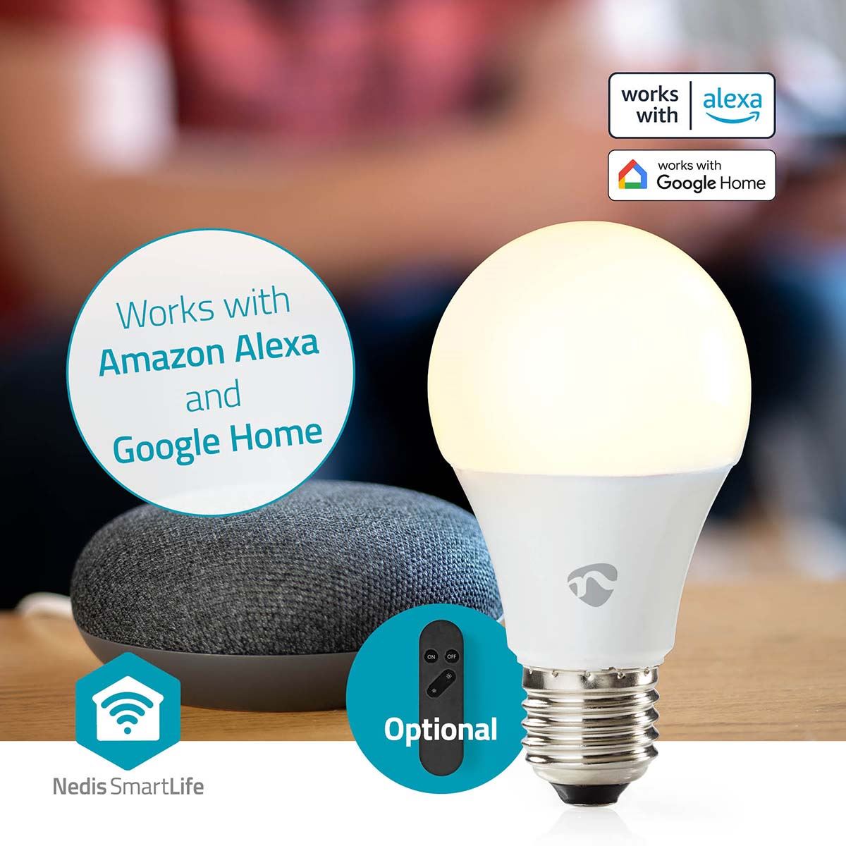 Nedis SmartLife Full Colour LED Bulb | E27 | 806 lm | 9 W | RGB / Warm to Cool White | 2700 - 6500 K | Android™ / IOS | Bulb | 1 pcs