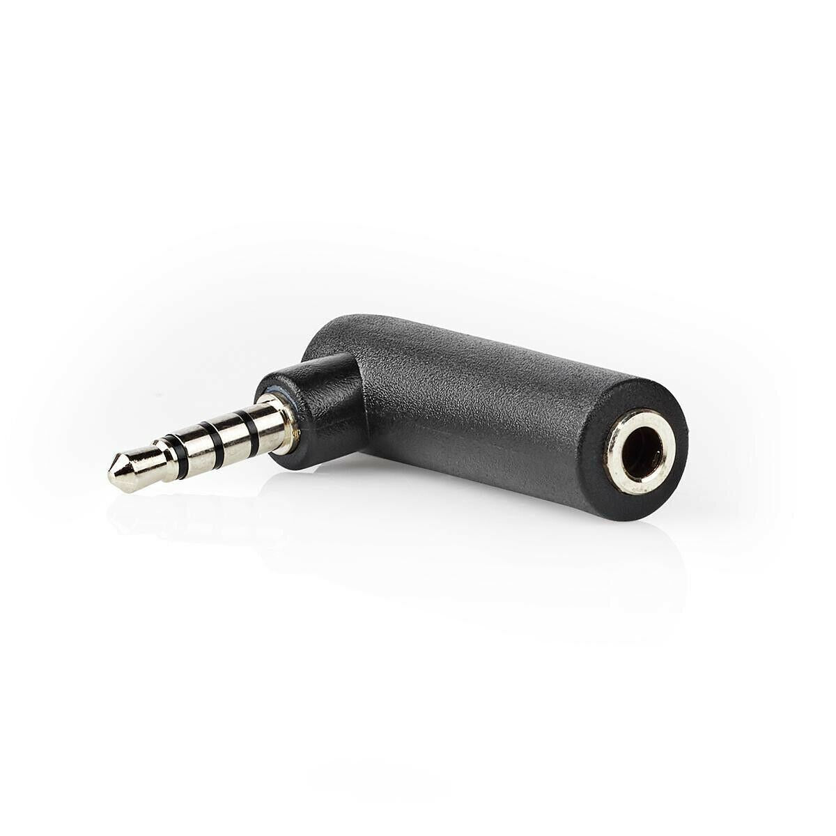 Nedis Stereo Audio Adapter | 3.5 mm Male | 3.5 mm Female | Nickel Plated | Angled 90° | Metal | Black | 10 pcs | Polybag