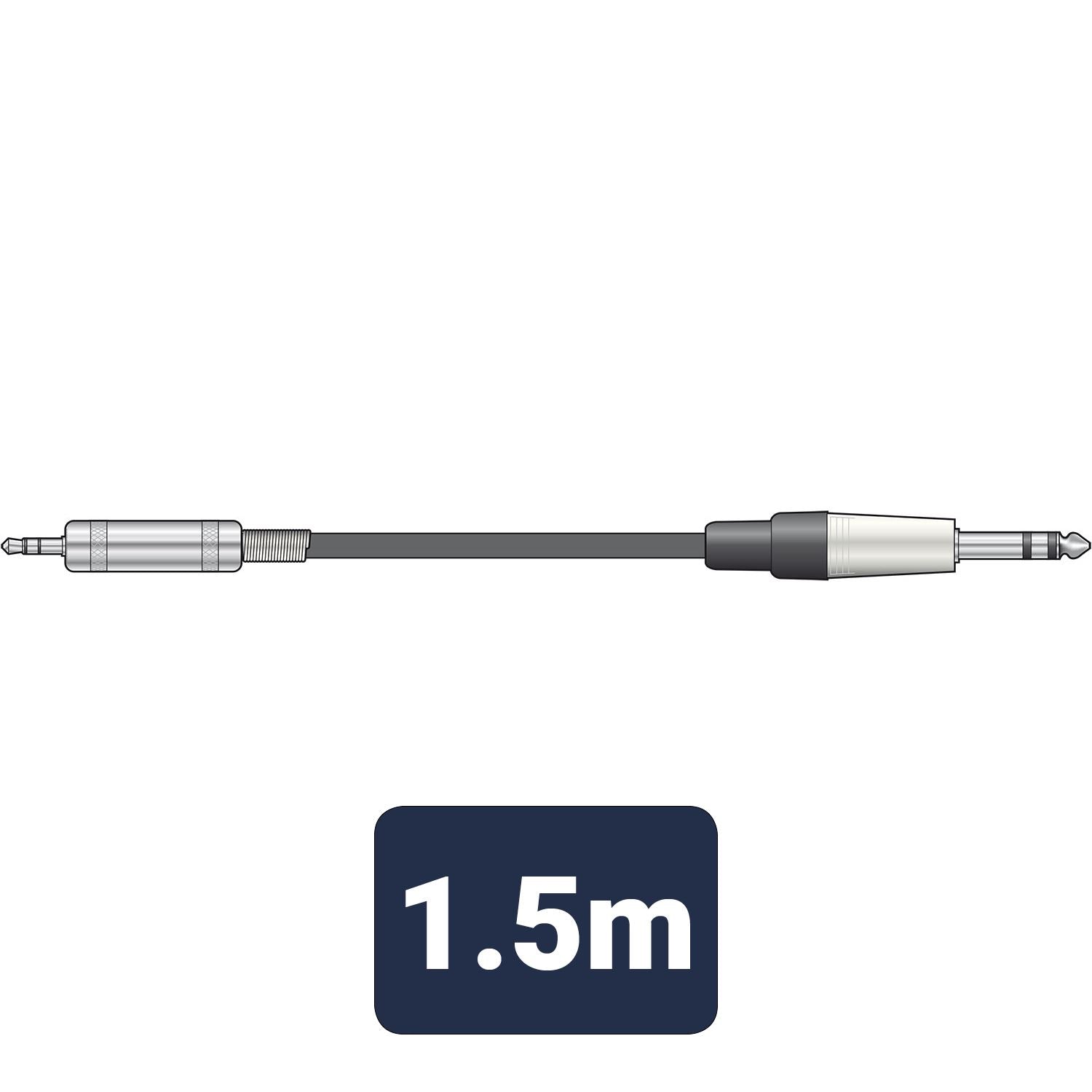 Citronic 1.5m TRS Classic Stereo Audio Lead 6.35mm Jack to 3.5mm Jack