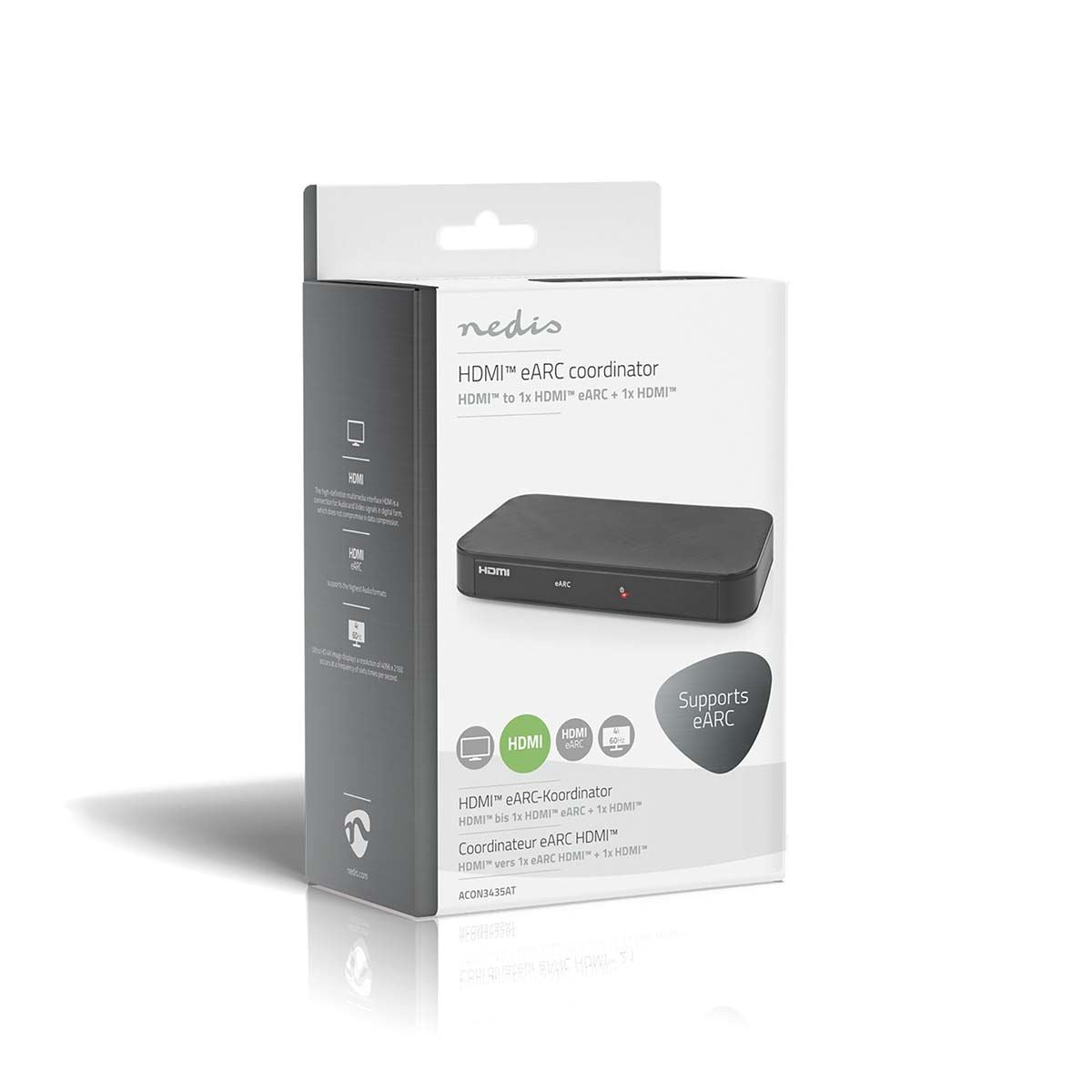 Nedis Digital Audio Converter | 2-way | Connection input: DC Power / 1x HDMI™ Input to Connection output: 2x HDMI™ Output | Automatic | Anthracite