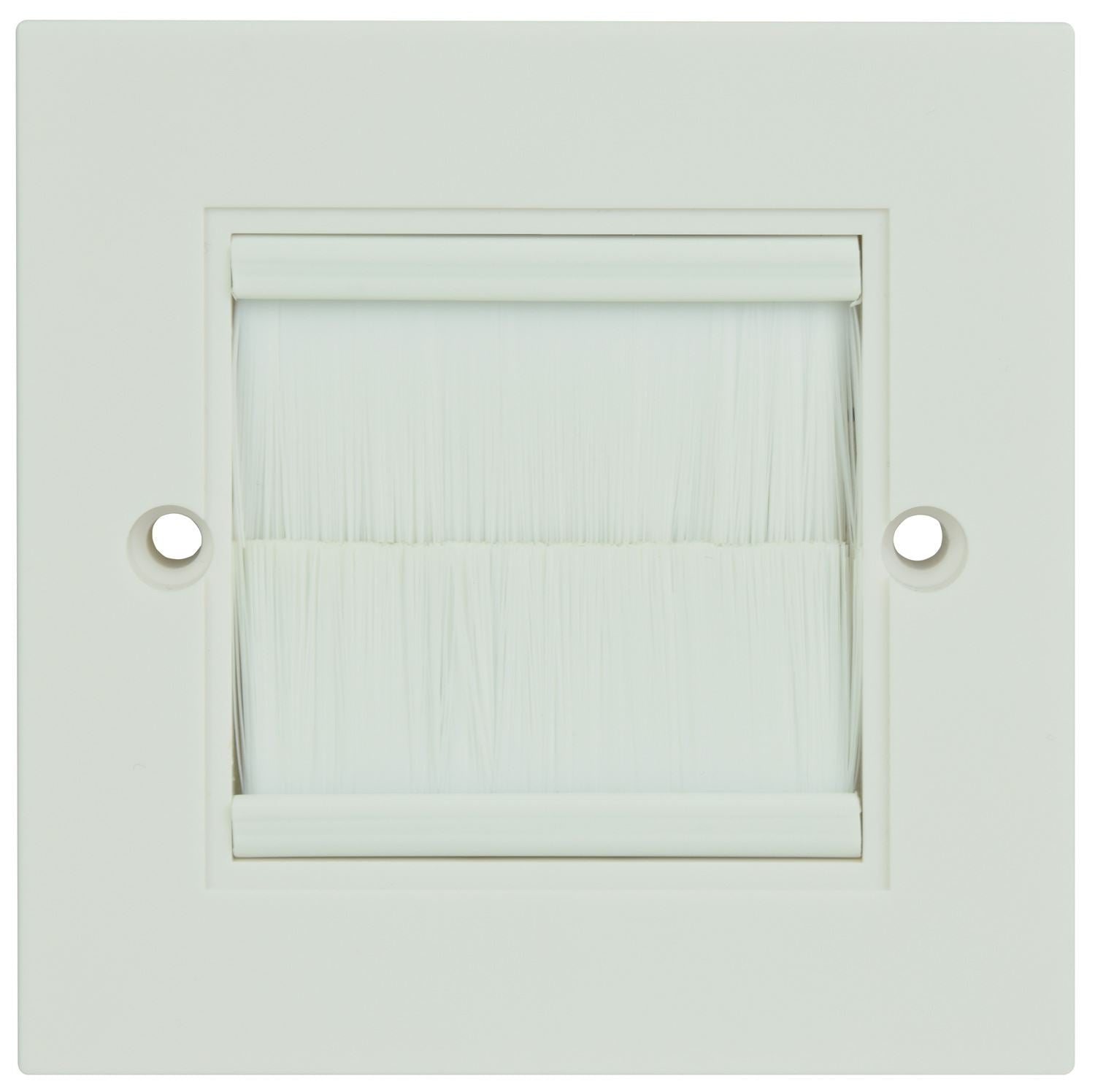 Av:link 1 Gang Keystone Wall Plate Module Outlet Faceplate Cable Entry White Brushes