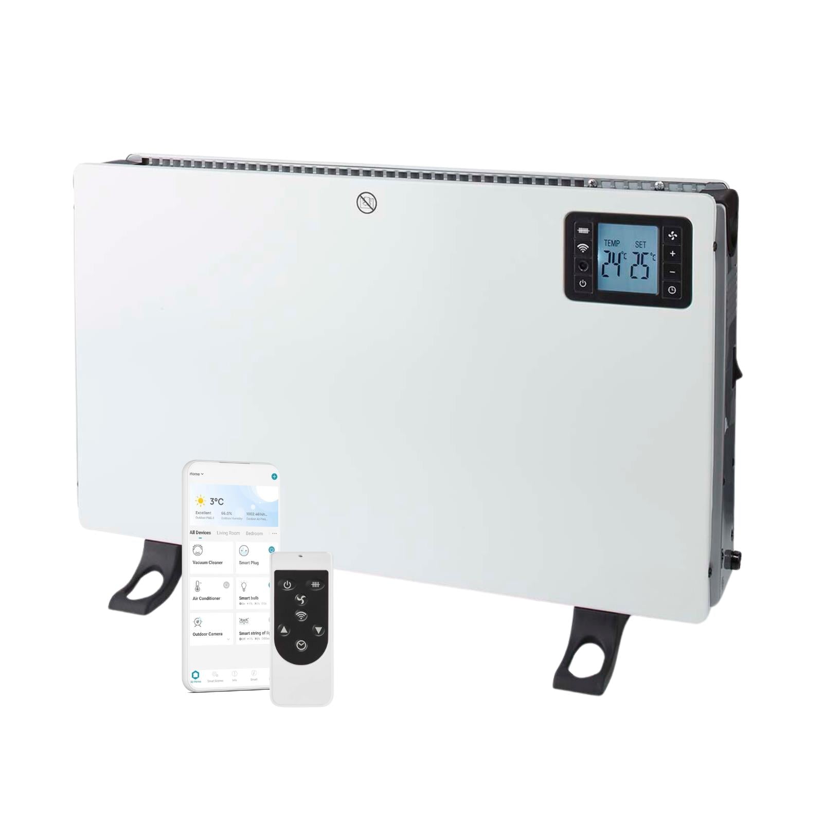 Nedis SmartLife Convection Heater | Wi-Fi | 2000 W | 3 Heat Settings | LCD | 5 - 37 °C | Adjustable thermostat | White