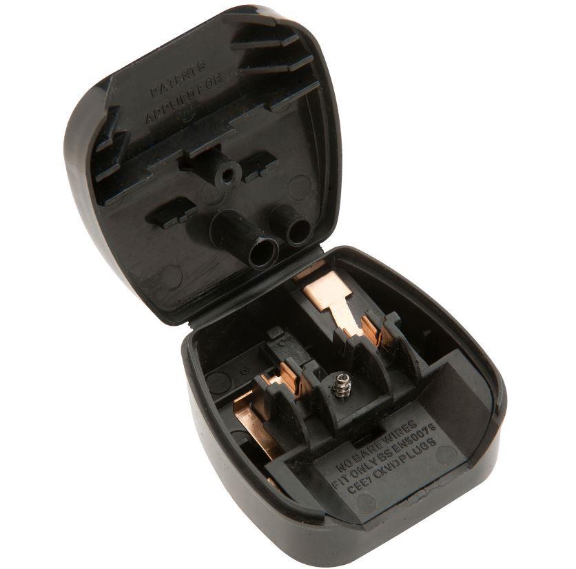 Mains UK Converter Adapter Plug 2 Pin CEE 7/17 Euro to UK 3 Pin 5A PC8338 - Black