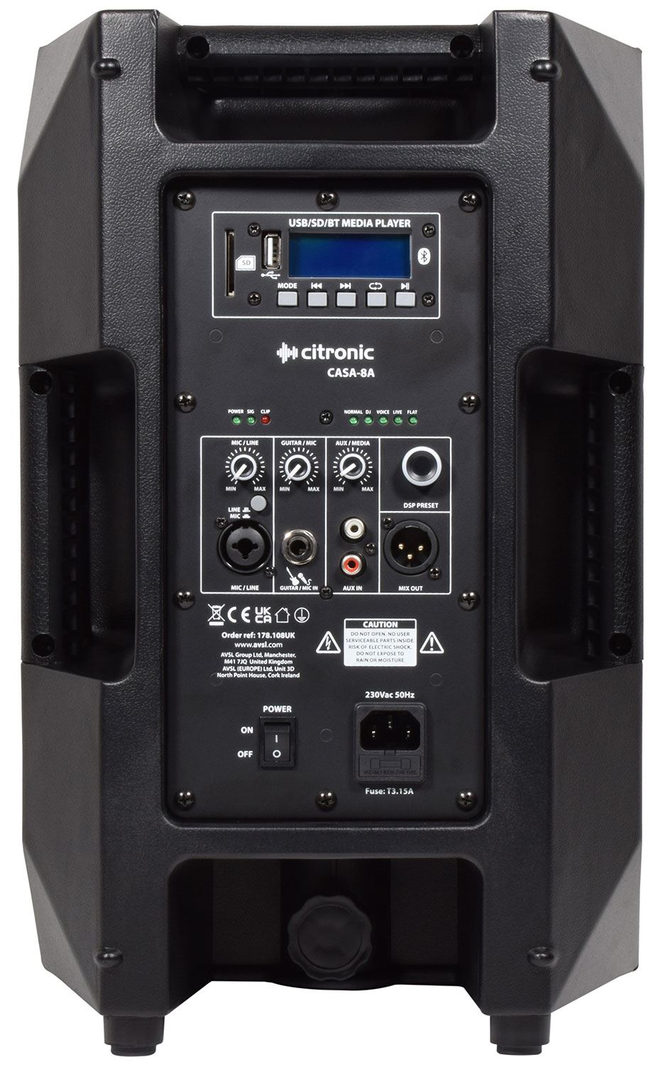 Citronic CASA-8A Active Cab 8" 200W RMS + USB/SD/BT