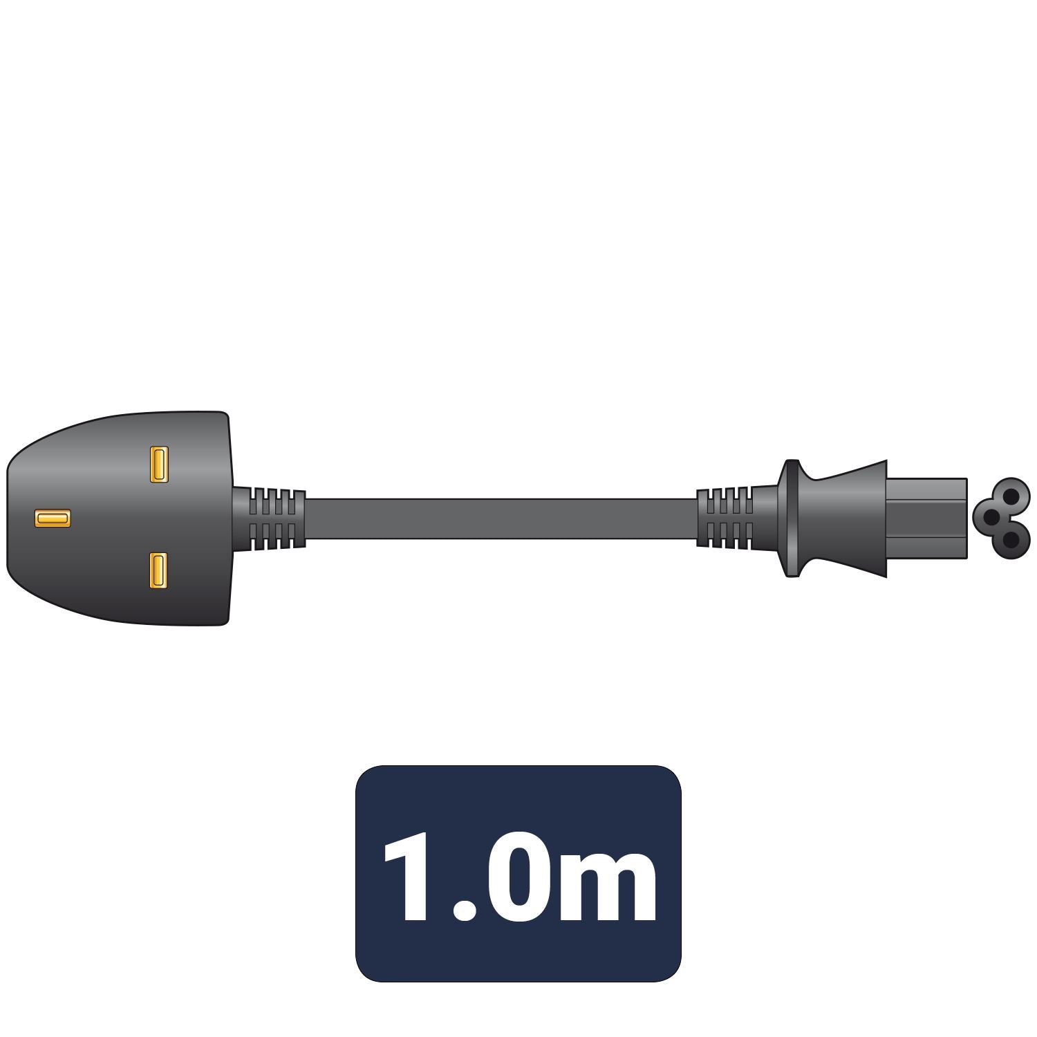 Mercury Power Cable | UK Male | IEC-320-C5 | Straight | Nickel Plated | 1.00 m | Round | PVC | Black