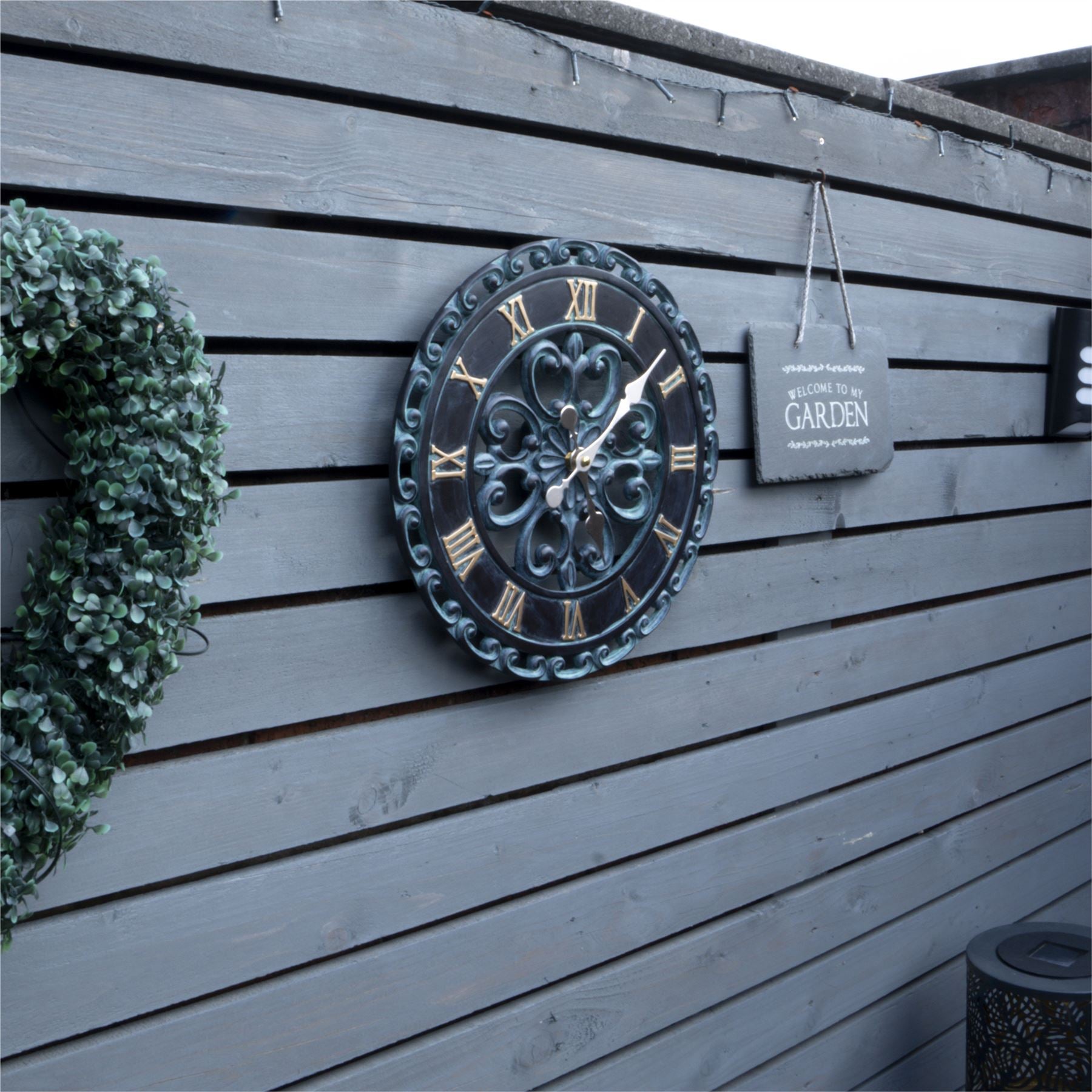 Vintage Open Face Wall Clock 33cm Outdoor Indoor with Roman Numerals