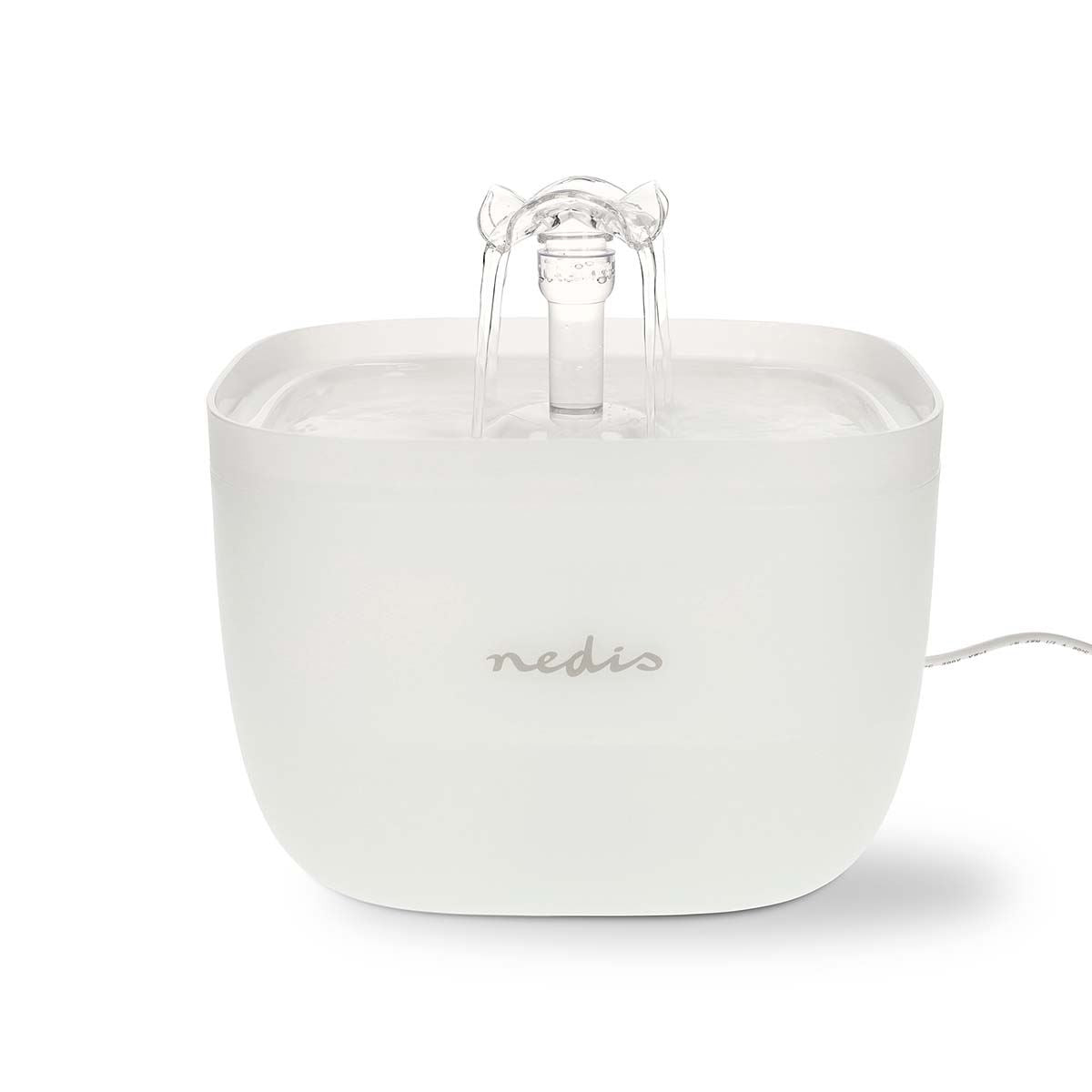 Nedis Pet Water Fountain 2L Automatic Cat & Dog Drinking Fountain, Filtered Water Dispenser, Quiet Pump, LED Light, BPA-Free