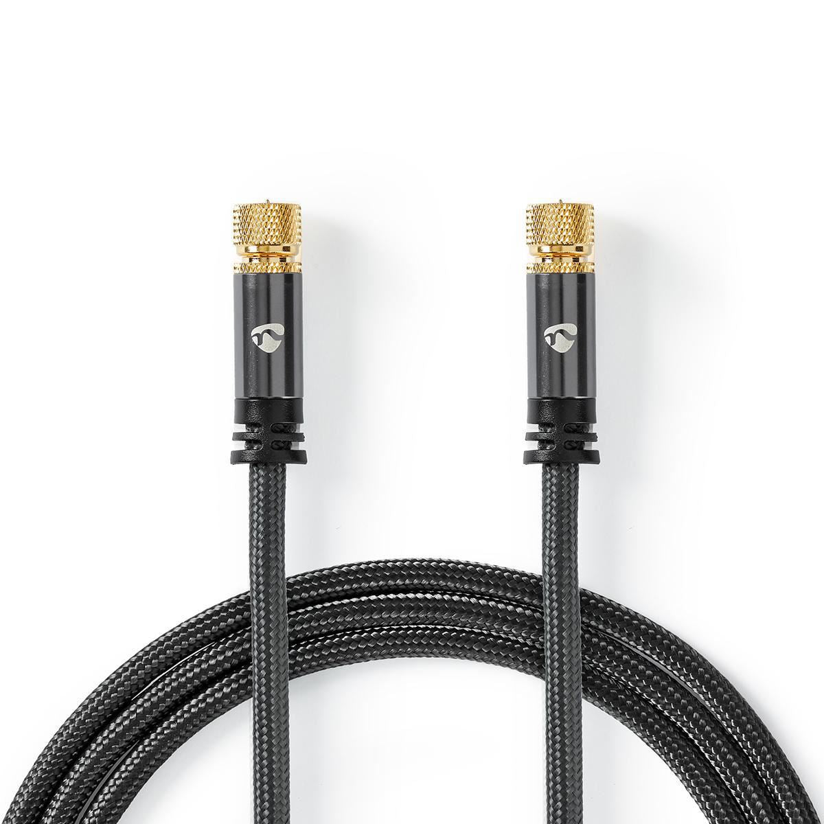Nedis Satellite & Antenna Cable | F Male | F Male | Gold Plated | 75 Ohm | Quad Shielded | 5.00 m | Round | Cotton | Grey / Gun Metal Grey | Cover Window Box