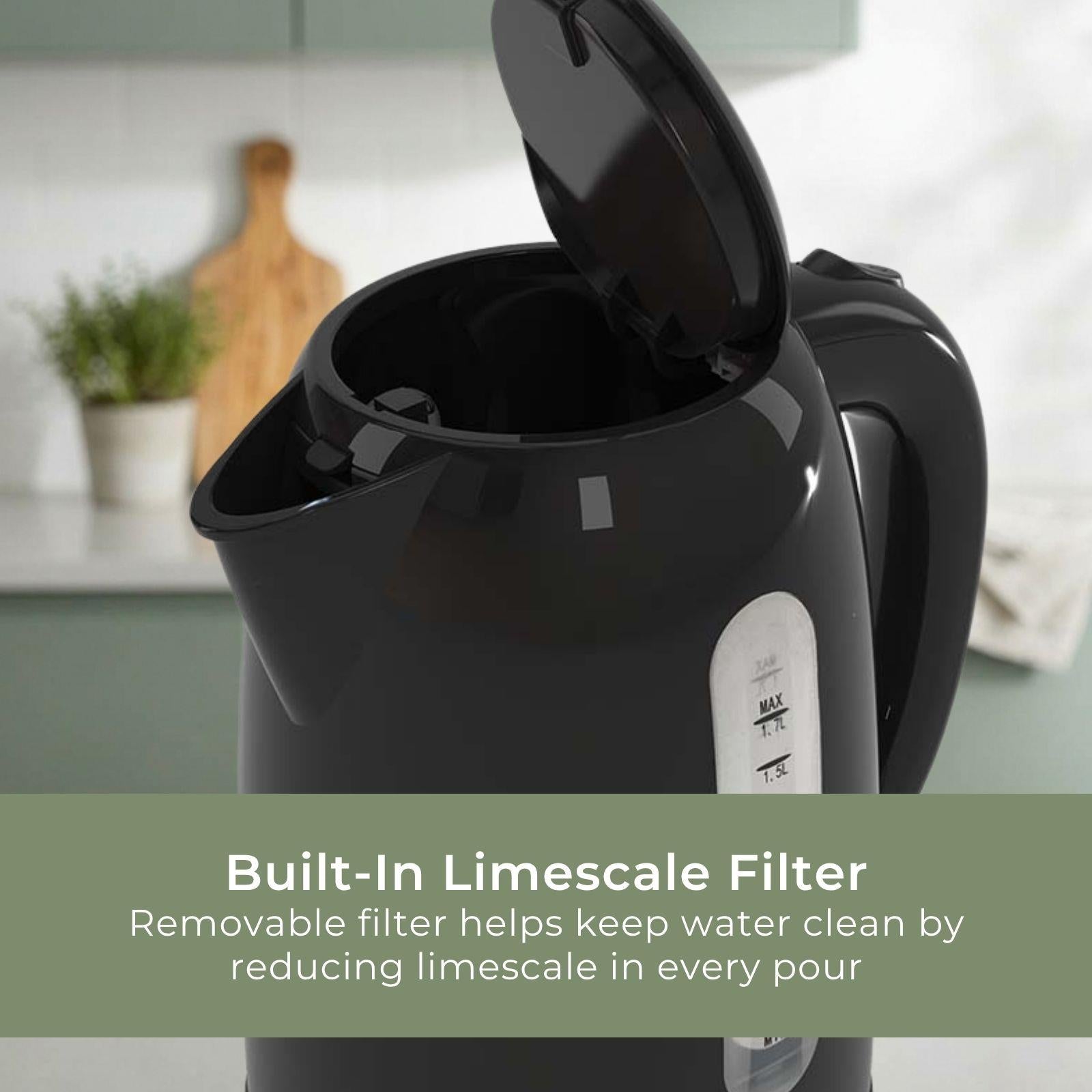 MELISSA 1.7L Electric Kettle with Quick Boil Time, Boil-Dry Protection, 360° Cordless Base, 2025W - Black