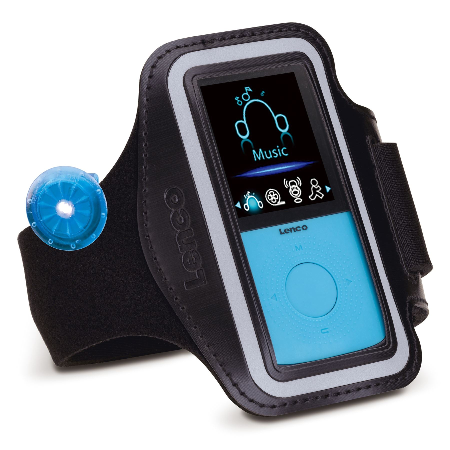 Lenco Sports MP3/4 Player with Pedometer |Wristband | 4GB | Micro SD Card Expansion | Blue