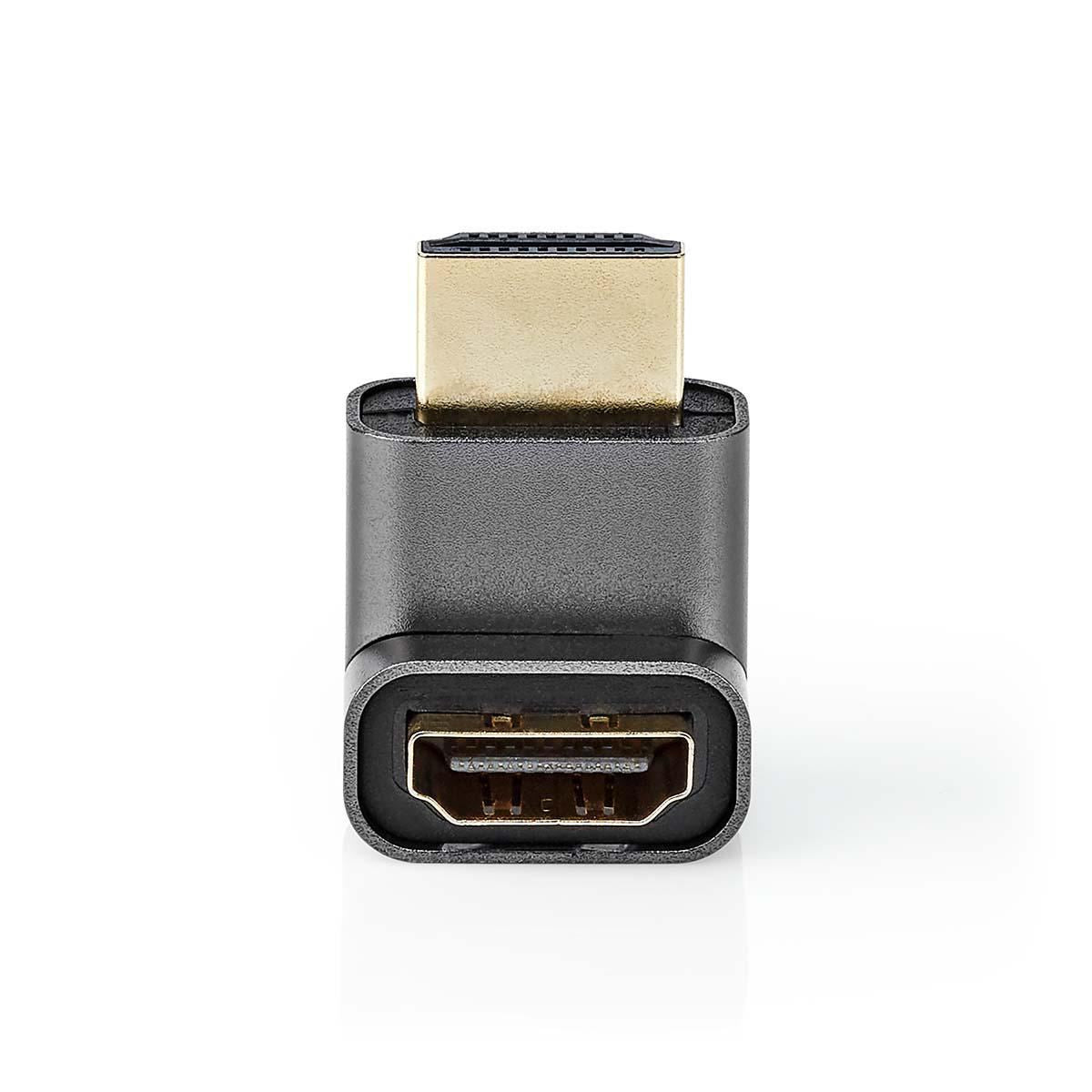 Nedis HDMI™ Adapter | HDMI™ Connector / HDMI™ Male | HDMI™ Output | Gold Plated | Angled 270° | Aluminium | Gun Metal Grey | 1 pcs | Cover Window Box
