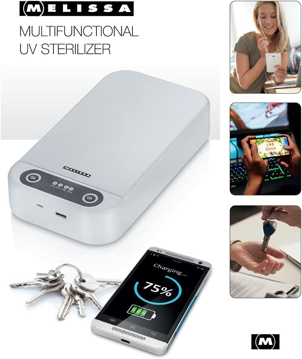 MELISSA Multifunctional Mini Device UV Steriliser Box, USB Powered, Mobile phones, Airpods, Keys, Jewelry etc