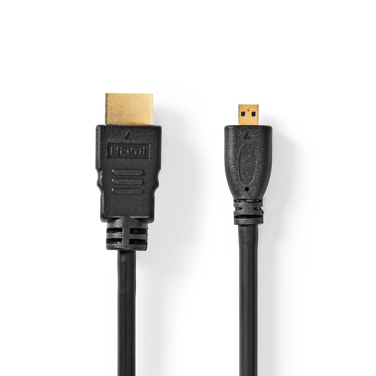 Nedis High Speed HDMI™ Cable with Ethernet | HDMI™ Connector | HDMI™ Micro Connector | 4K@30Hz | 10.2 Gbps | 2.00 m | Round | PVC | Black | Box