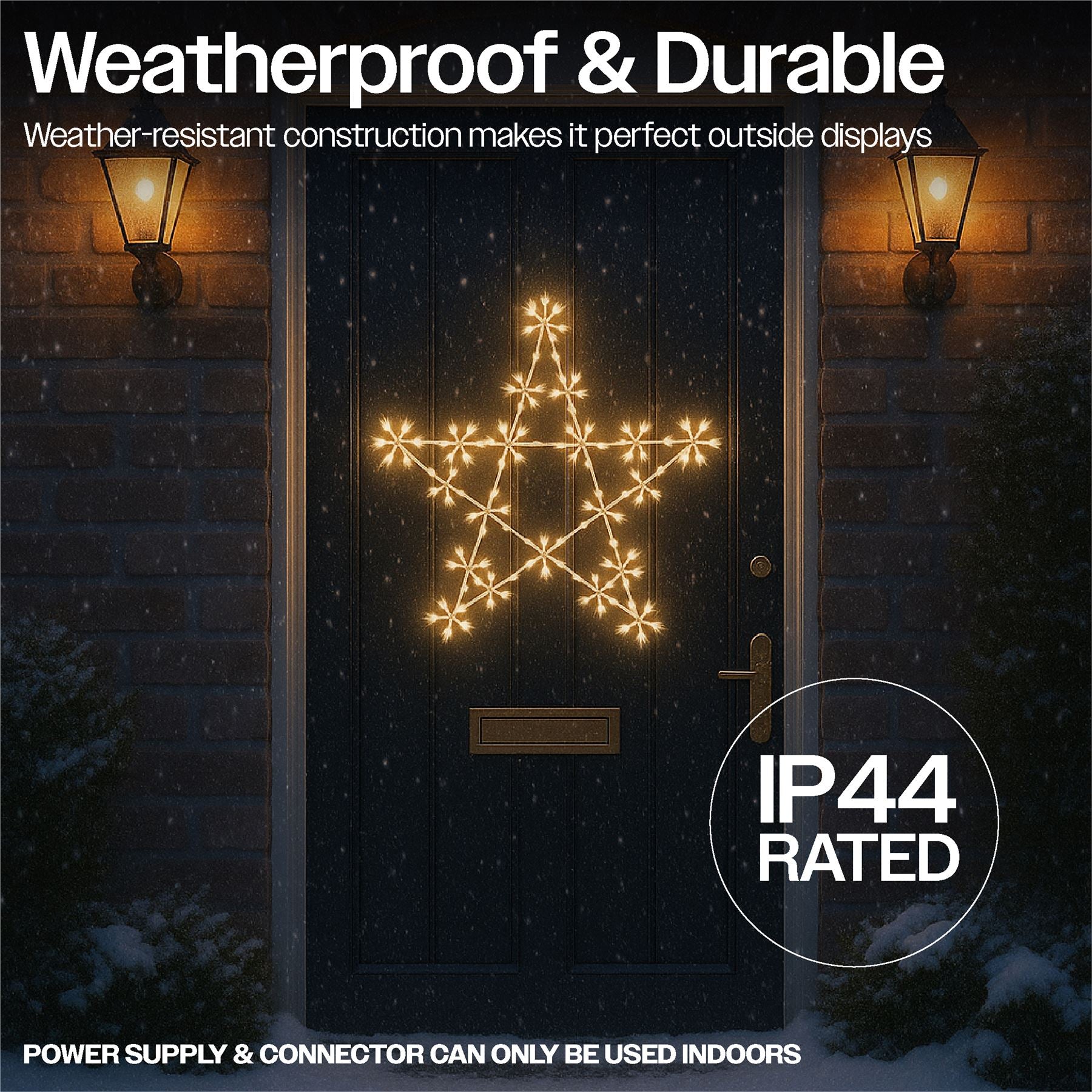 50cm Warm White LED Christmas Festive Holiday Decoarative Metal Star