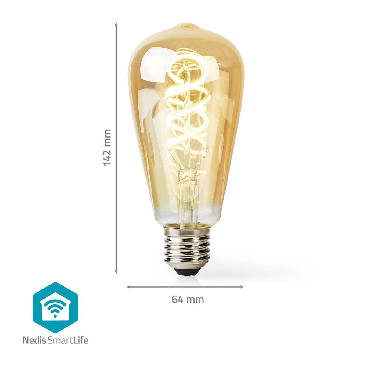 Nedis SmartLife LED Filament Bulb | E27 | 360 lm | 4.9 W | Warm to Cool White | 1800 - 6500 K | Glass | Android™ / IOS | ST64 | 1 pcs