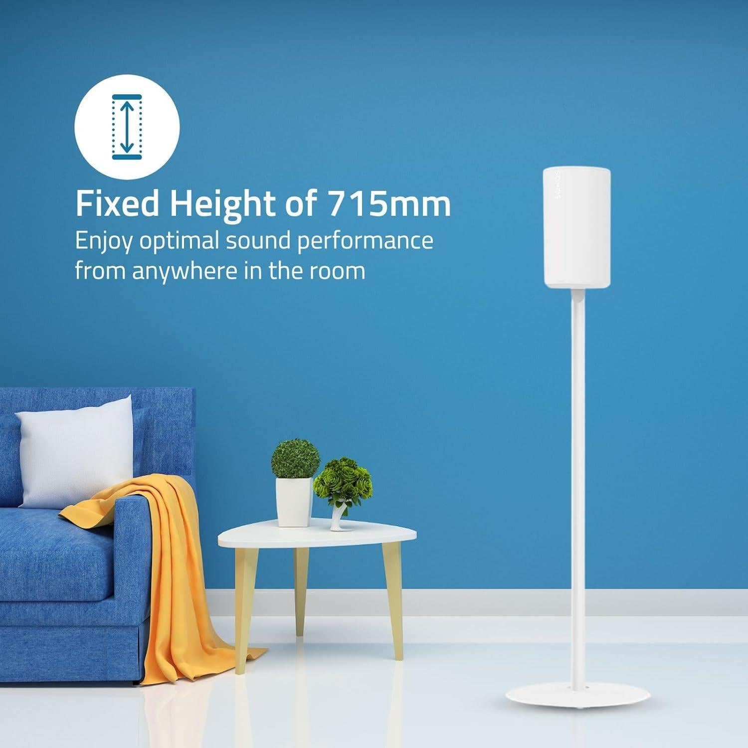 Nedis Speaker Stand Mount for Sonos Era 100, Fixed Height, Max. Capacity 3kg (Single Stand) - White