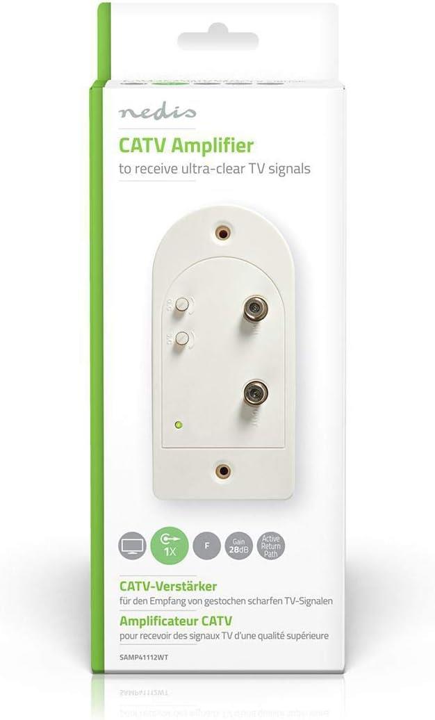 Nedis CATV Amplifier | Gain: 23 dB | 86-1006 MHz | Number of outputs: 4 | Gain control | Return path | White