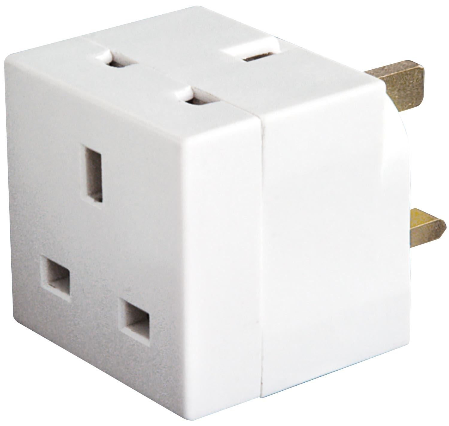 Mercury 2 Way UK Mains Adaptor Socket Doubler