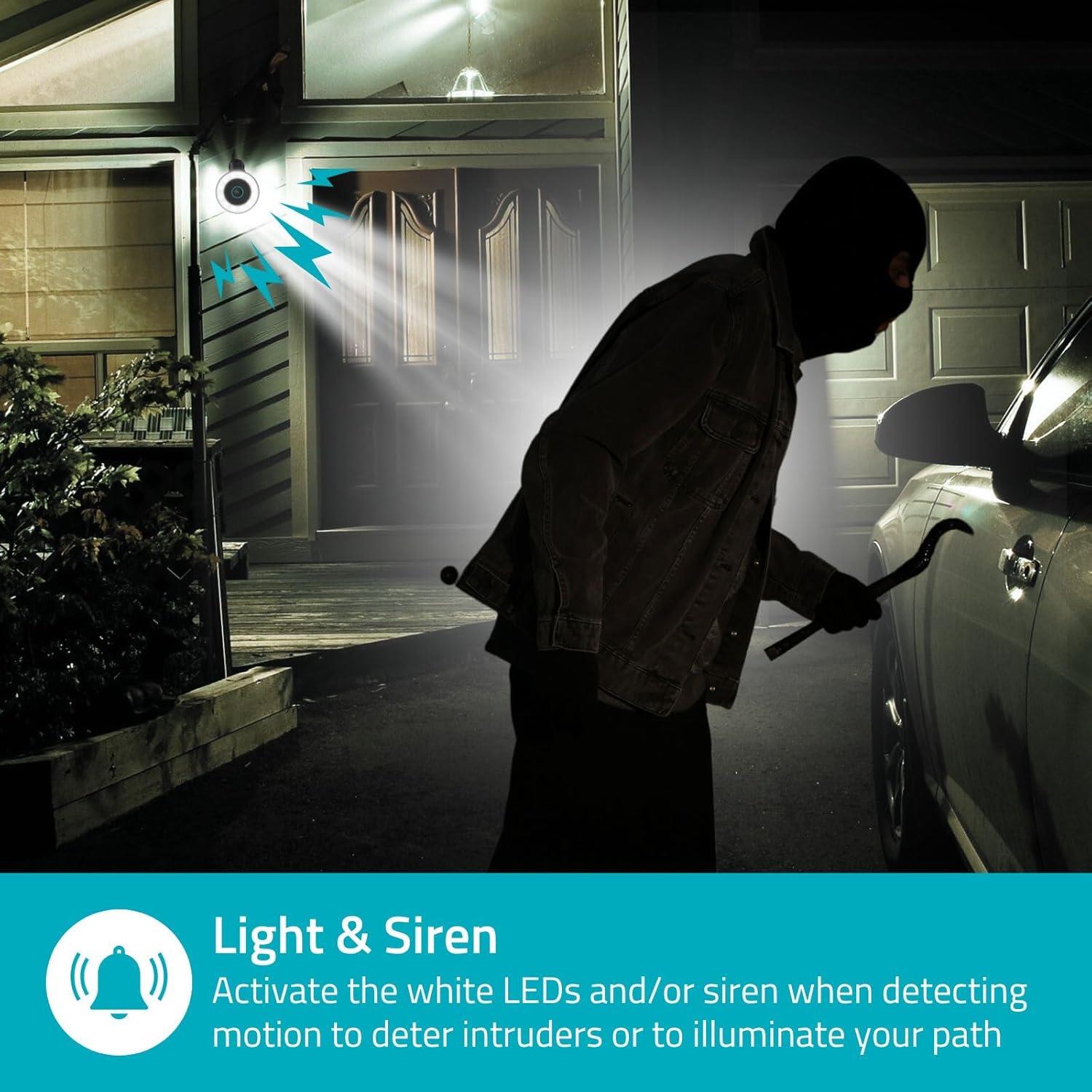 Nedis SmartLife Outdoor Camera 4K Wi-Fi, Motorised CCTV with Motion Sensor, AI Human Detection, Night Vision, Two-Way Audio, Siren & Spotlight, Cloud or microSD Storage, IP65 Weatherproof