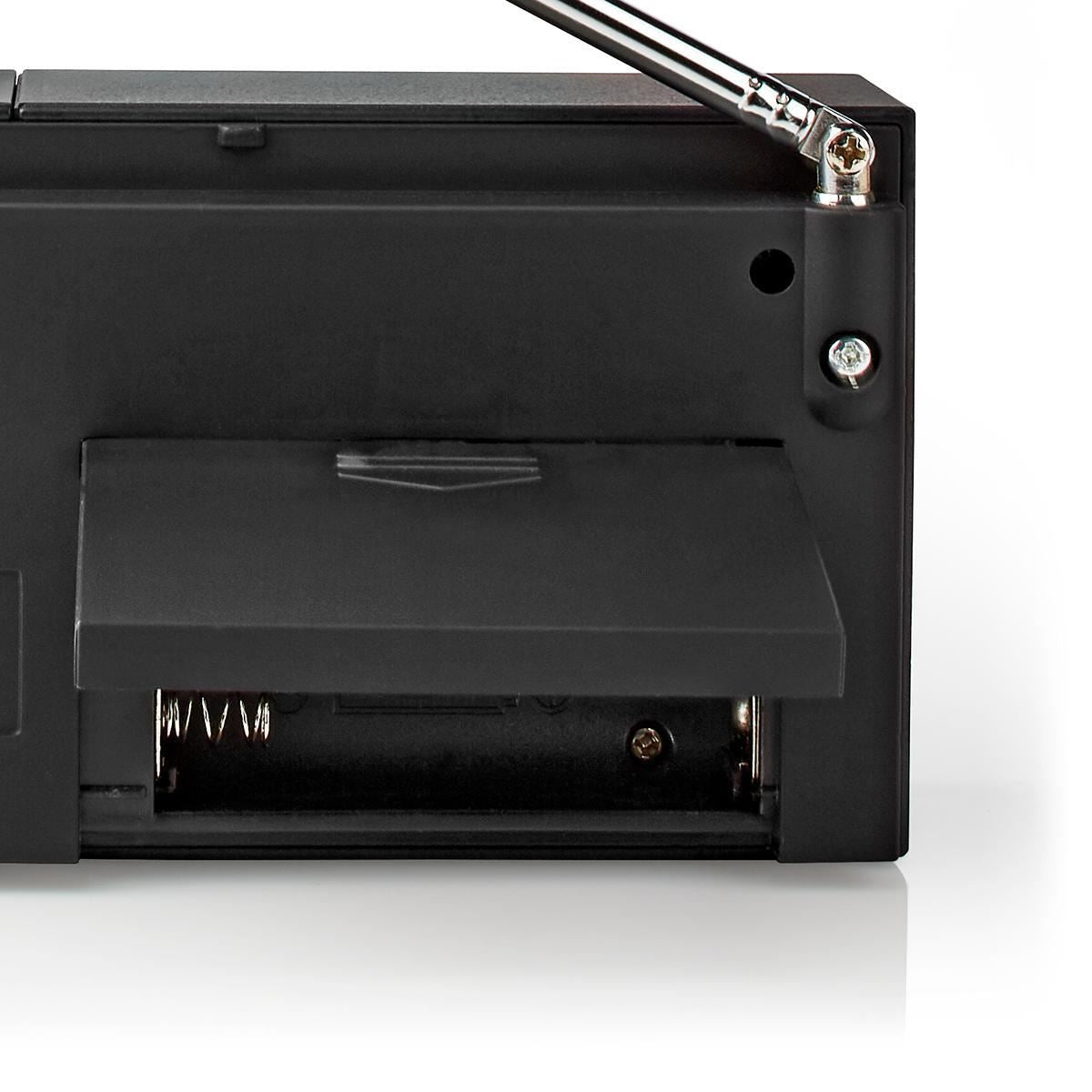 Nedis FM Radio | Portable Design | AM / FM | Battery Powered | Analogue | 1.5 W | Black White Screen | Headphone output | IP20 | Black