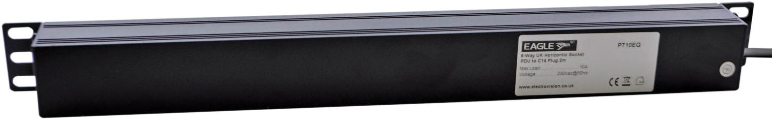6-Way Horizontal IEC C13 Surge Protected Switched PDU 19-Inch 1U Power Distribution Unit 2m